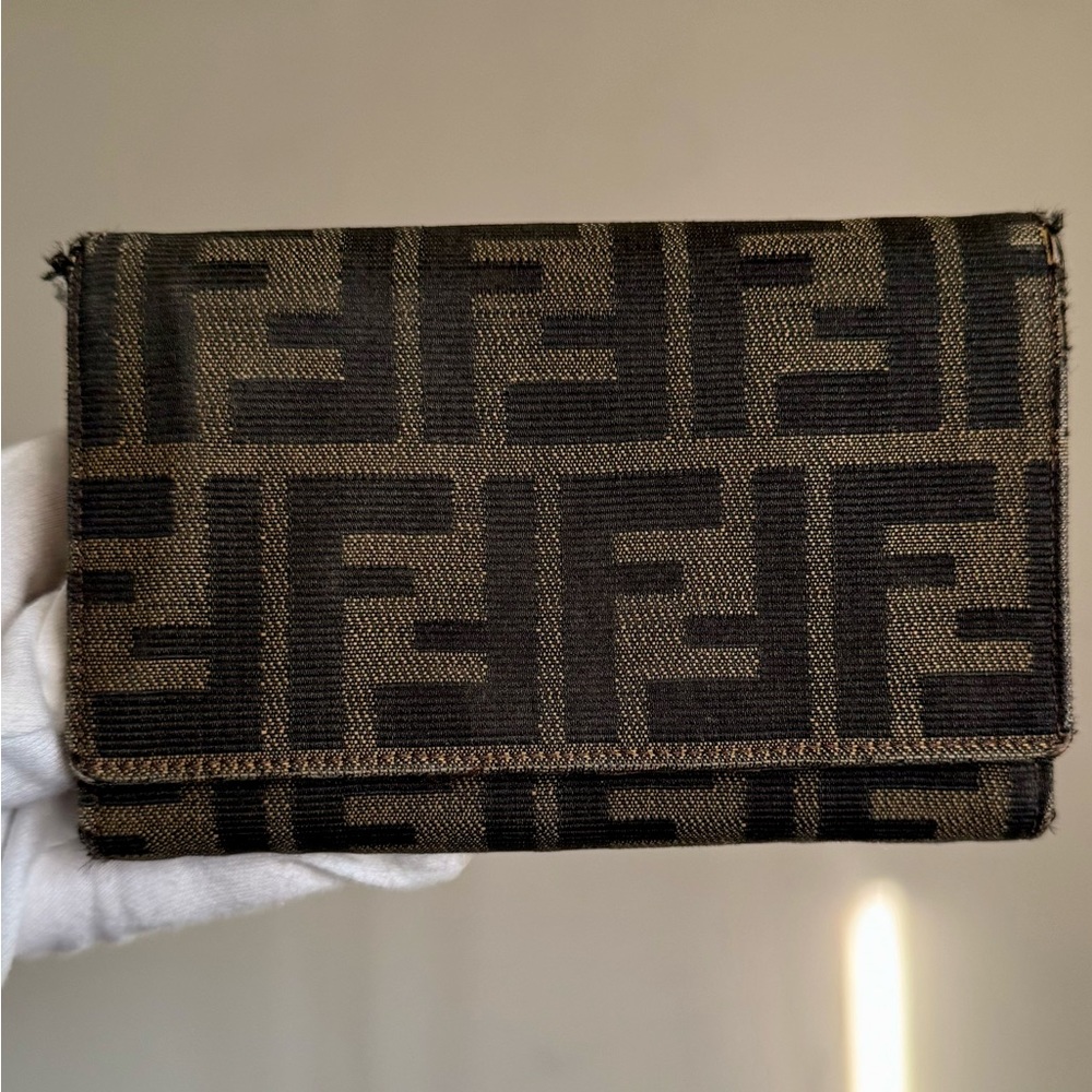 Fendi Zucca FF Canvas Wallet French Purse - Semi Long Wallet